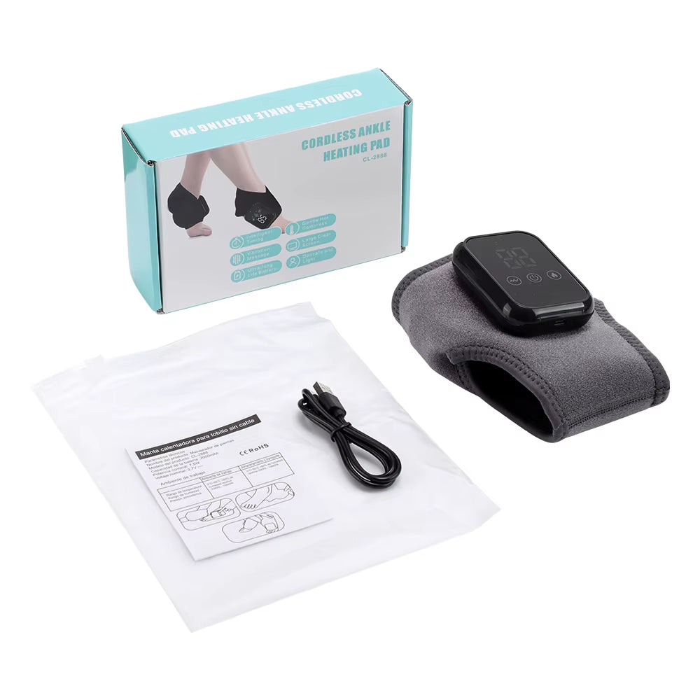 Electric Ankle Heating Massage Hot Compress Vibration Foot Massage 3 Heating Level Ankle Joint Brace Wrap Foot Warmer Massage
