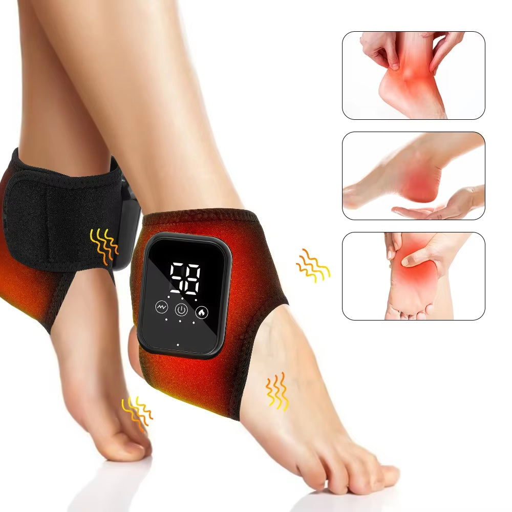 Electric Ankle Heating Massage Hot Compress Vibration Foot Massage 3 Heating Level Ankle Joint Brace Wrap Foot Warmer Massage