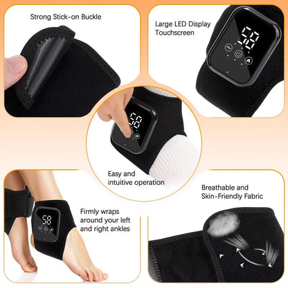 Electric Ankle Heating Massage Hot Compress Vibration Foot Massage 3 Heating Level Ankle Joint Brace Wrap Foot Warmer Massage